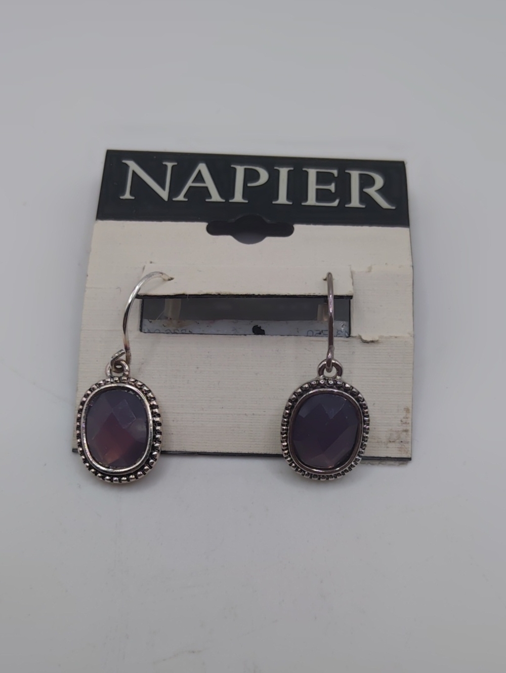 Napier Violet Drop With Silver Tone Accents Pierced Earrings